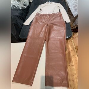 Brown Faux Leather Pants with body suit